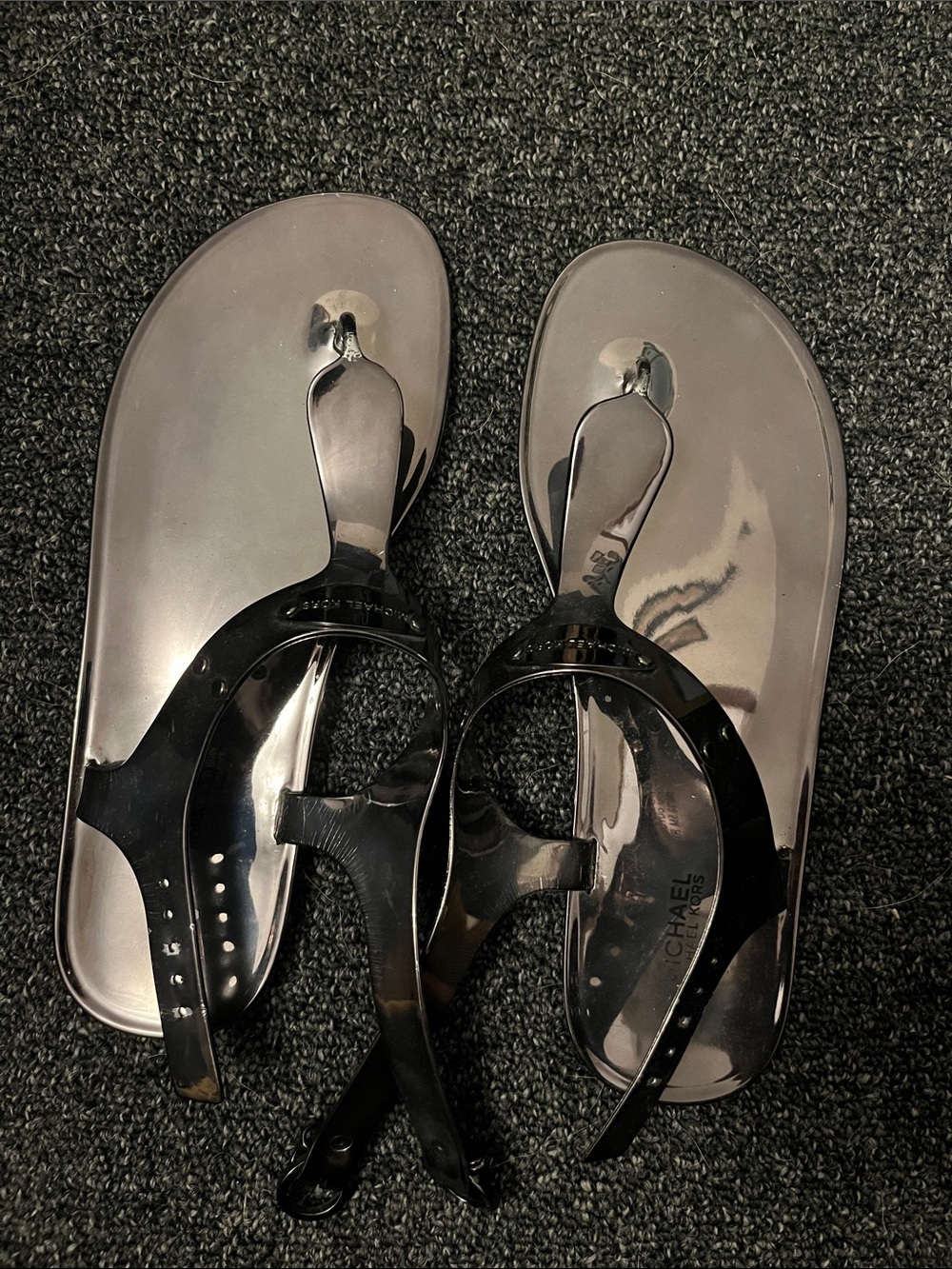 Michael Kors Women's Glossy Black Jelly Thong Sandals